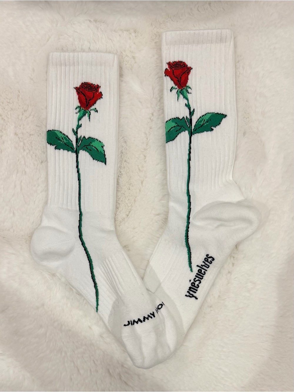 White Rose Graphic Crew Socks -